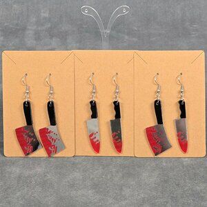 Mini Weapon Earrings Axe Knife Scissor Horror Spooky Halloween Dangle Earrings